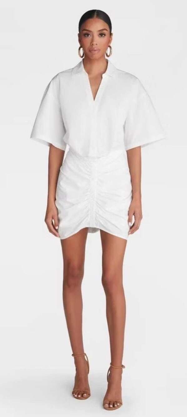 KBB by Kahlana Women's Short Sleeve Ruched Shirt Dress